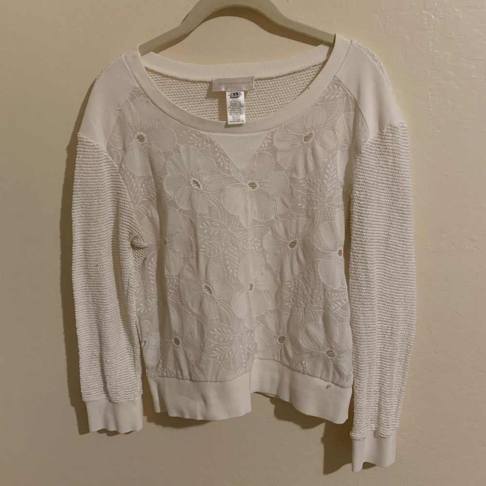 Anthropologie Corey Lynn Calter Lace Sweater White
